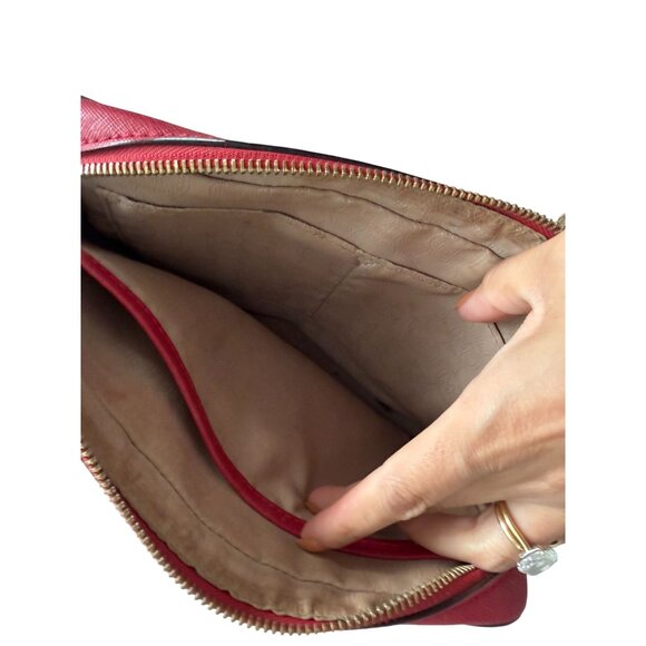 MICHAEL KORS  Red Saffiano Leather Gold Chain Crossbody Bag - Picture 13 of 13